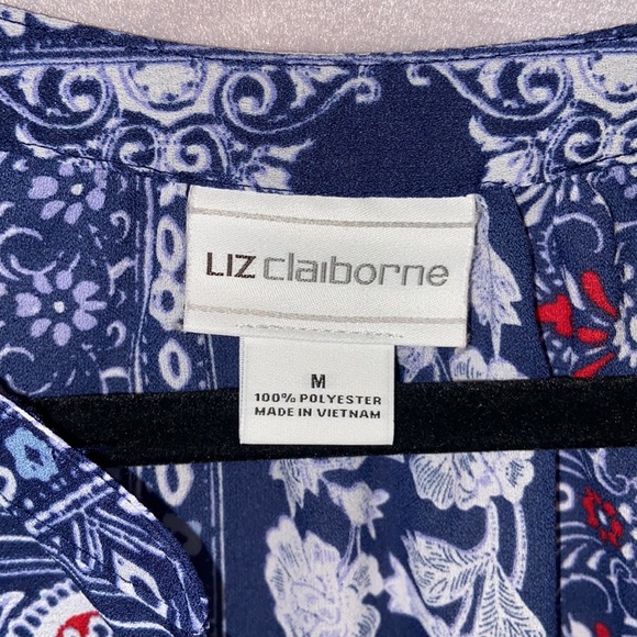👚Liz Claiborne Floral Print 3/4 Sleeve Blouse - Picture 4 of 6